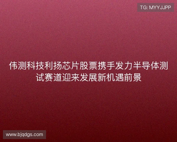 伟测科技利扬芯片股票携手发力半导体测试赛道迎来发展新机遇前景